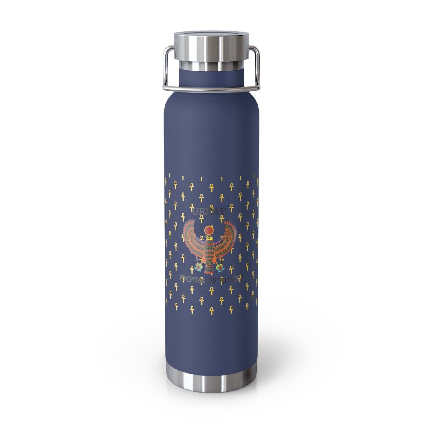 Copper water Bottle, 22oz  - Great Empire of Kemet Branded | Bold Style, Comfort, and Heritage