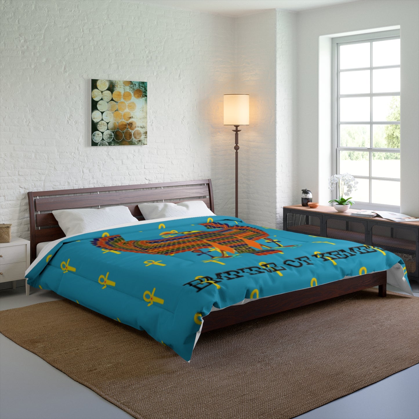 Turquoise Comforter - Great Empire of Kemet Branded | Bold Style, Comfort, and Heritage