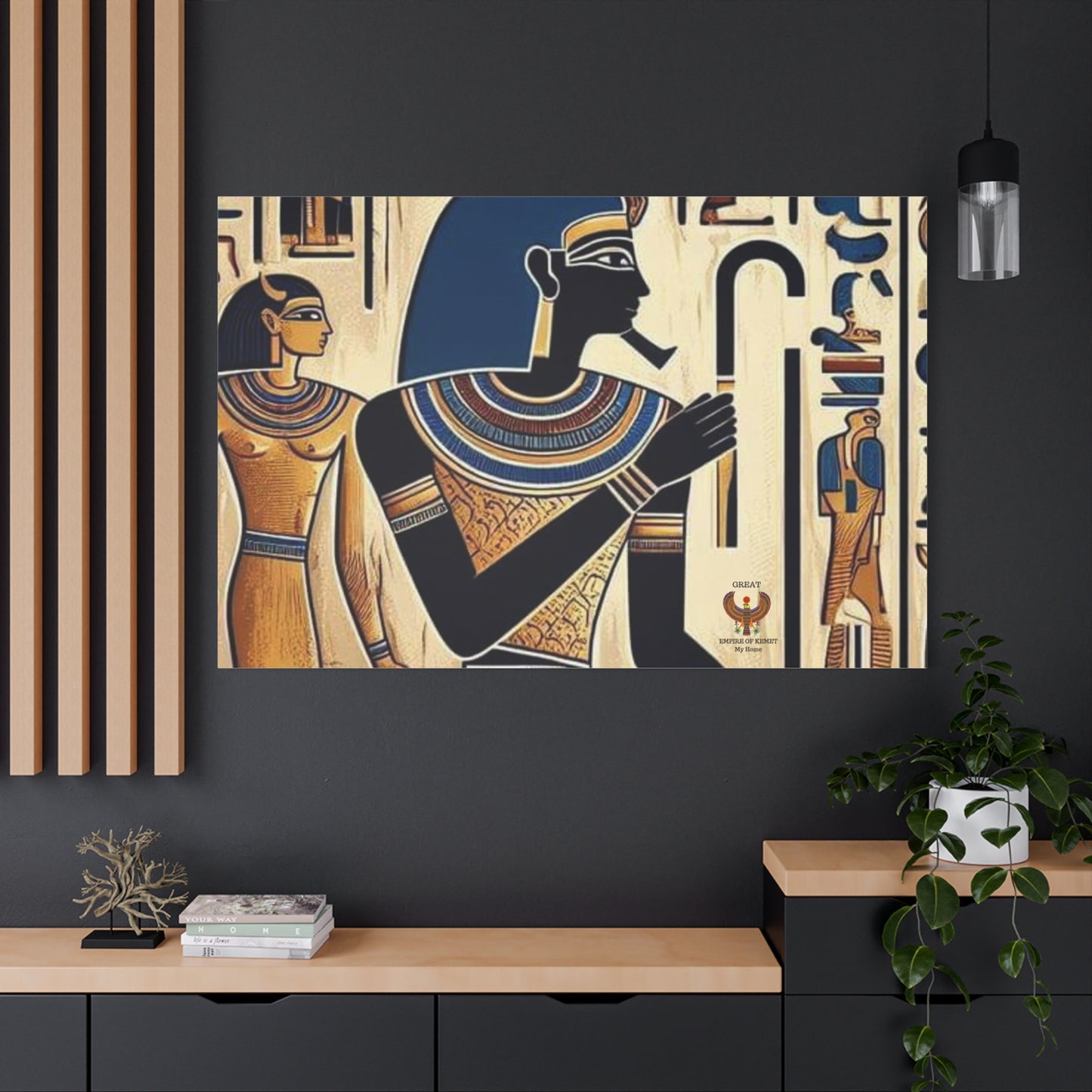 Kemet Art Bleu & Red Canvas | Vibrant Colors, Timeless Heritage