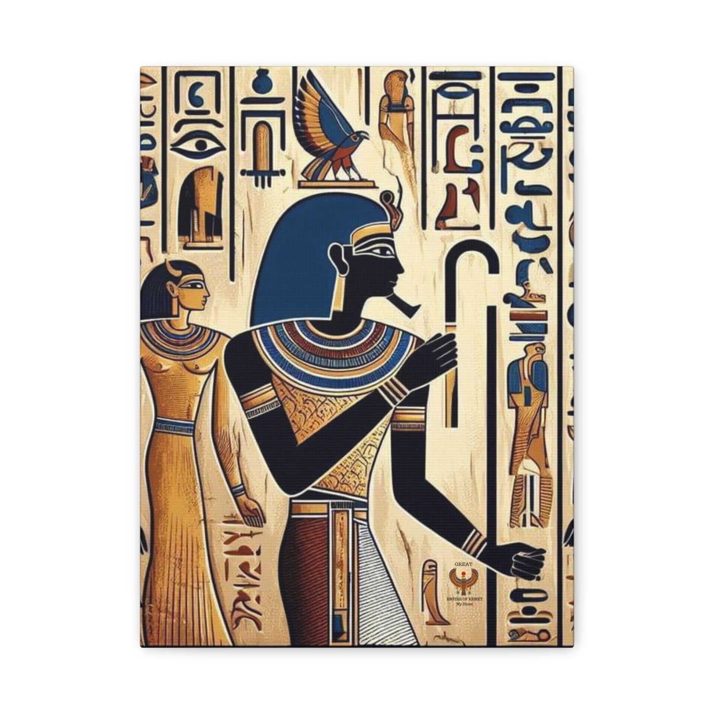 Kemet Art Bleu & Red Canvas | Vibrant Colors, Timeless Heritage