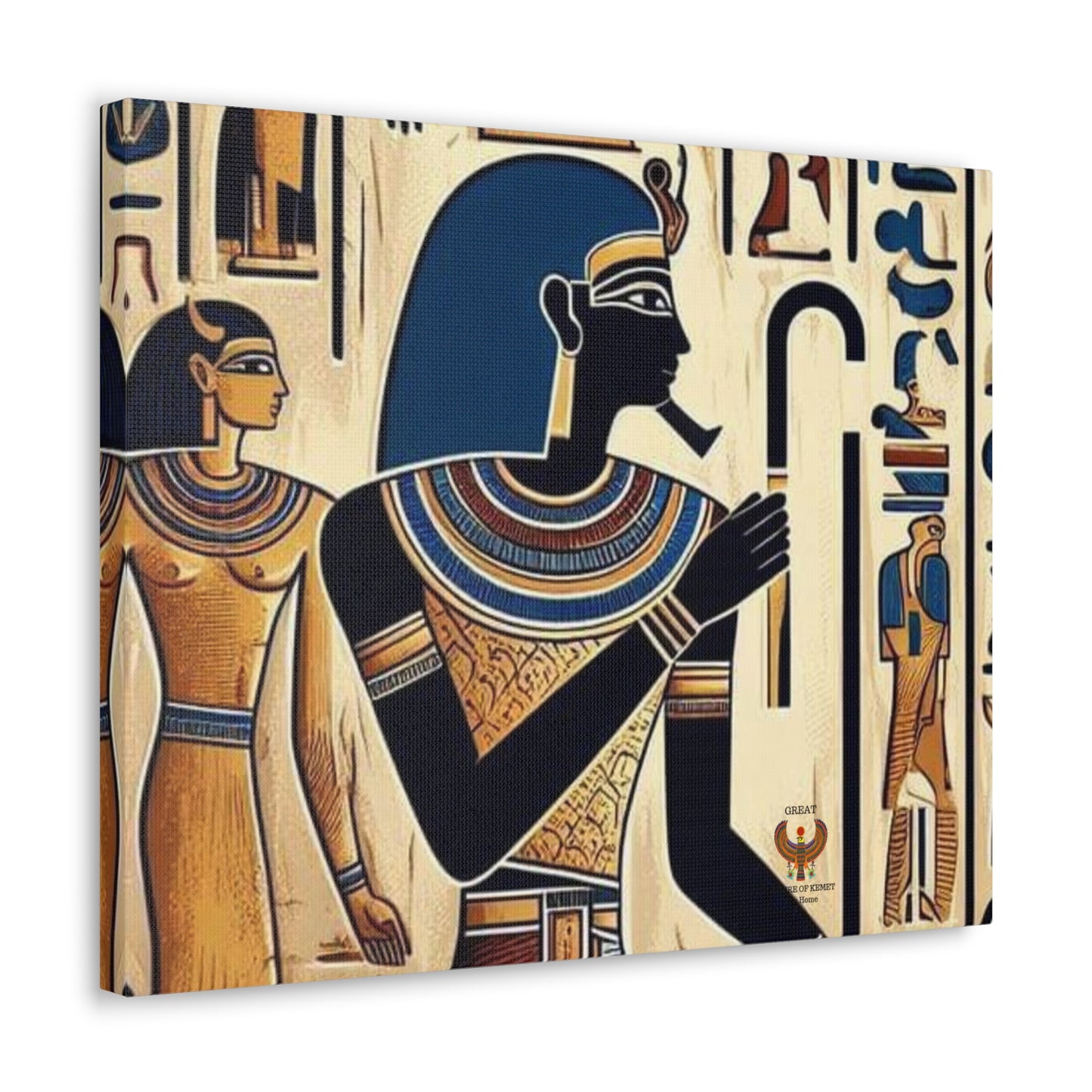 Kemet Art Bleu & Red Canvas | Vibrant Colors, Timeless Heritage