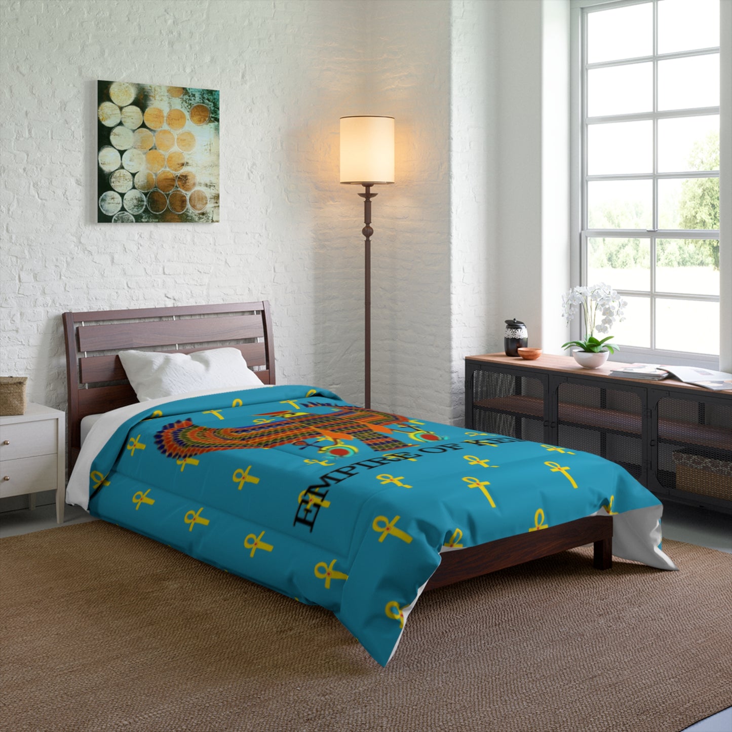 Turquoise Comforter - Great Empire of Kemet Branded | Bold Style, Comfort, and Heritage