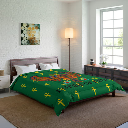 Green Comforter - Great Empire of Kemet Branded | Bold Style, Comfort, and Heritage