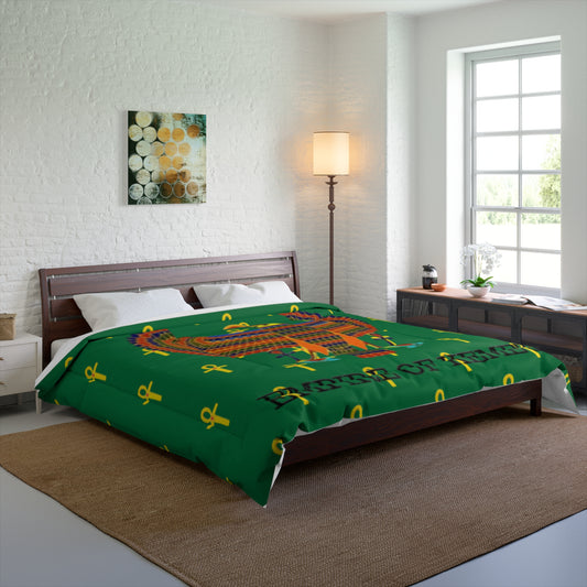 Green Comforter - Great Empire of Kemet Branded | Bold Style, Comfort, and Heritage