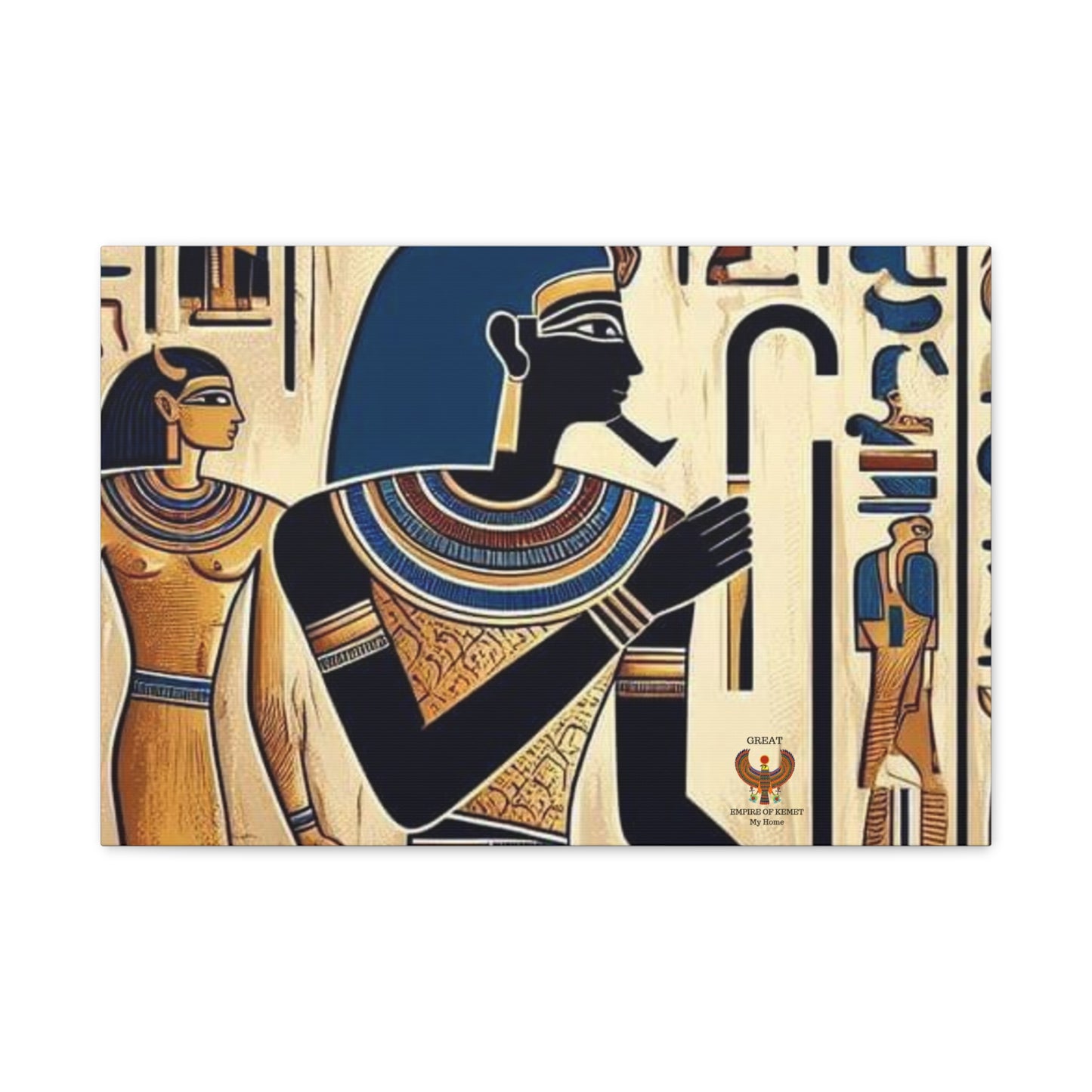 Kemet Art Bleu & Red Canvas | Vibrant Colors, Timeless Heritage