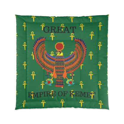 Green Comforter - Great Empire of Kemet Branded | Bold Style, Comfort, and Heritage