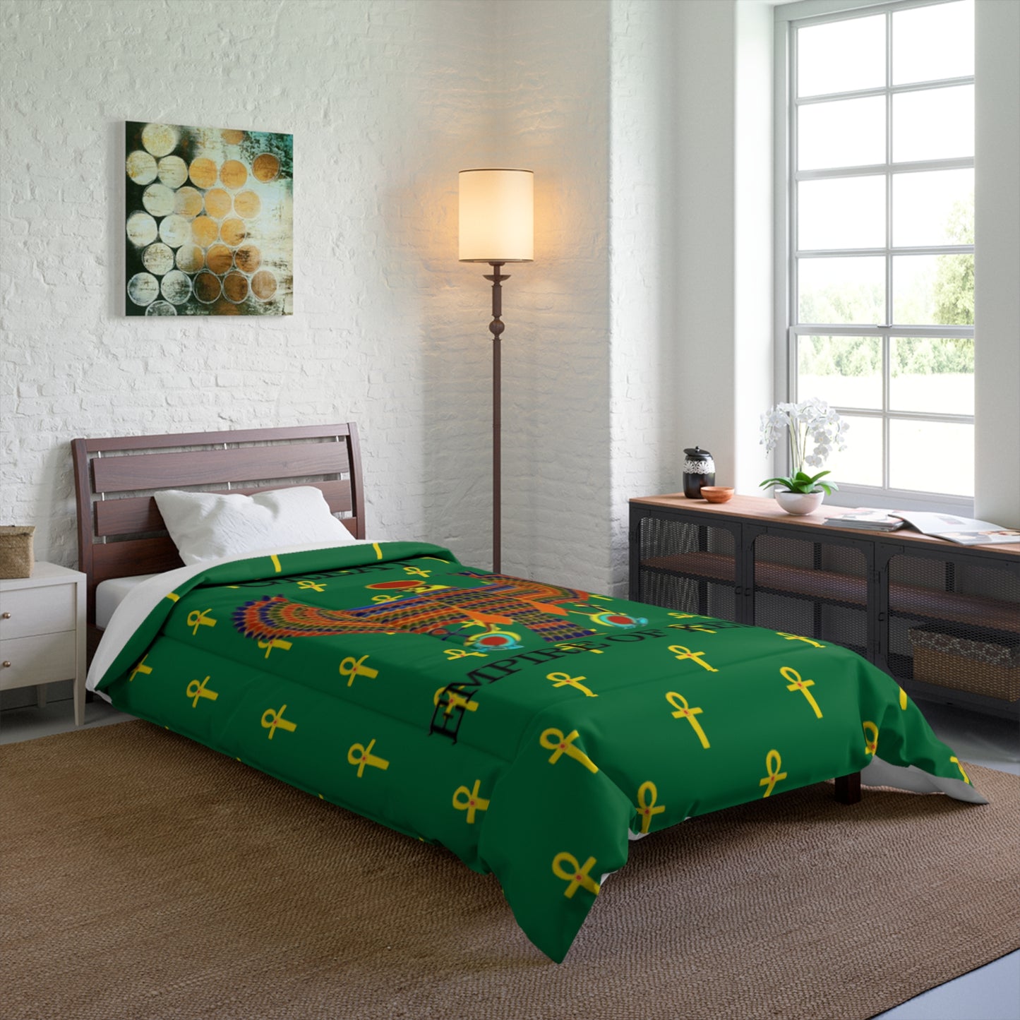 Green Comforter - Great Empire of Kemet Branded | Bold Style, Comfort, and Heritage