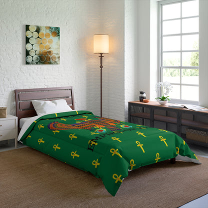 Green Comforter - Great Empire of Kemet Branded | Bold Style, Comfort, and Heritage