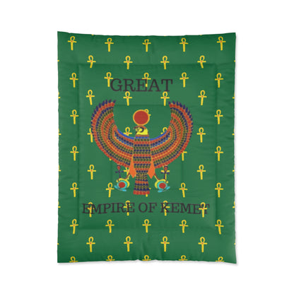 Green Comforter - Great Empire of Kemet Branded | Bold Style, Comfort, and Heritage