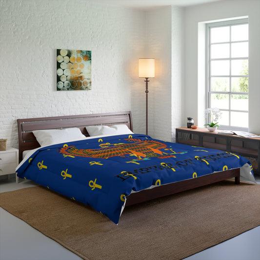 Bleu Comforter- Great Empire of Kemet Branded | Bold Style, Comfort, and Heritage