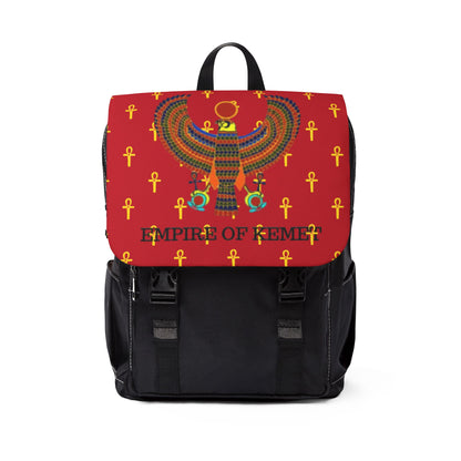 Red Shoulder Backpack - Great Empire of Kemet Branded | Bold Style, Comfort, and Heritage