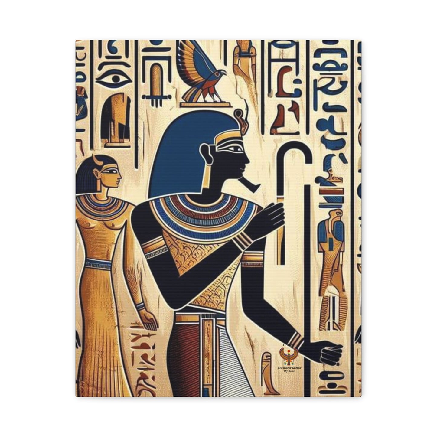 Kemet Art Bleu & Red Canvas | Vibrant Colors, Timeless Heritage