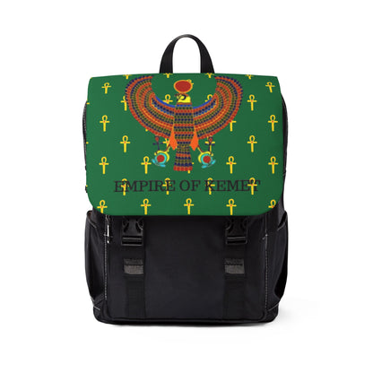 Green Shoulder Backpack - Great Empire of Kemet Branded | Bold Style, Comfort, and Heritage