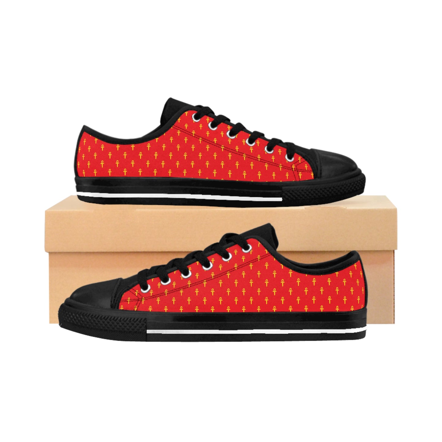 Red Men's Sneakers - Great Empire of Kemet Branded | Bold Style, Comfort, and Heritage