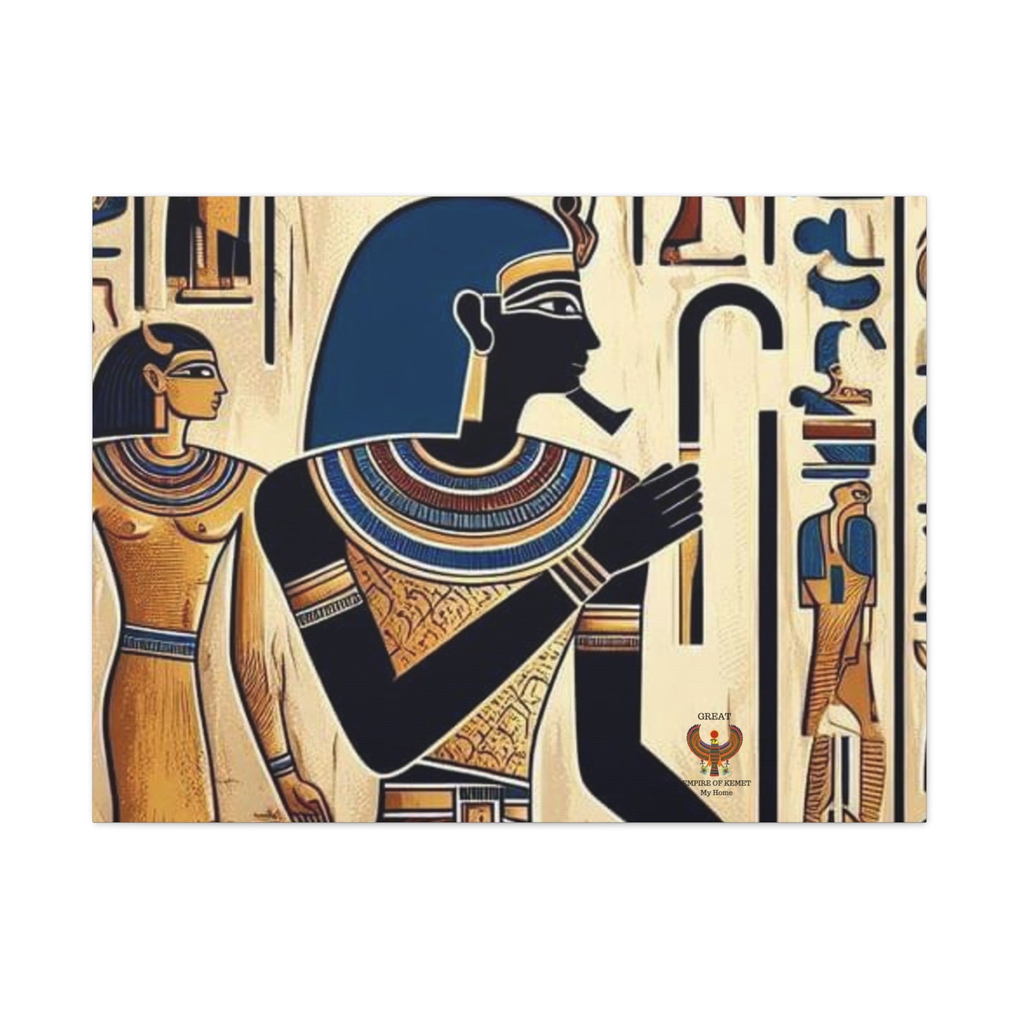 Kemet Art Bleu & Red Canvas | Vibrant Colors, Timeless Heritage