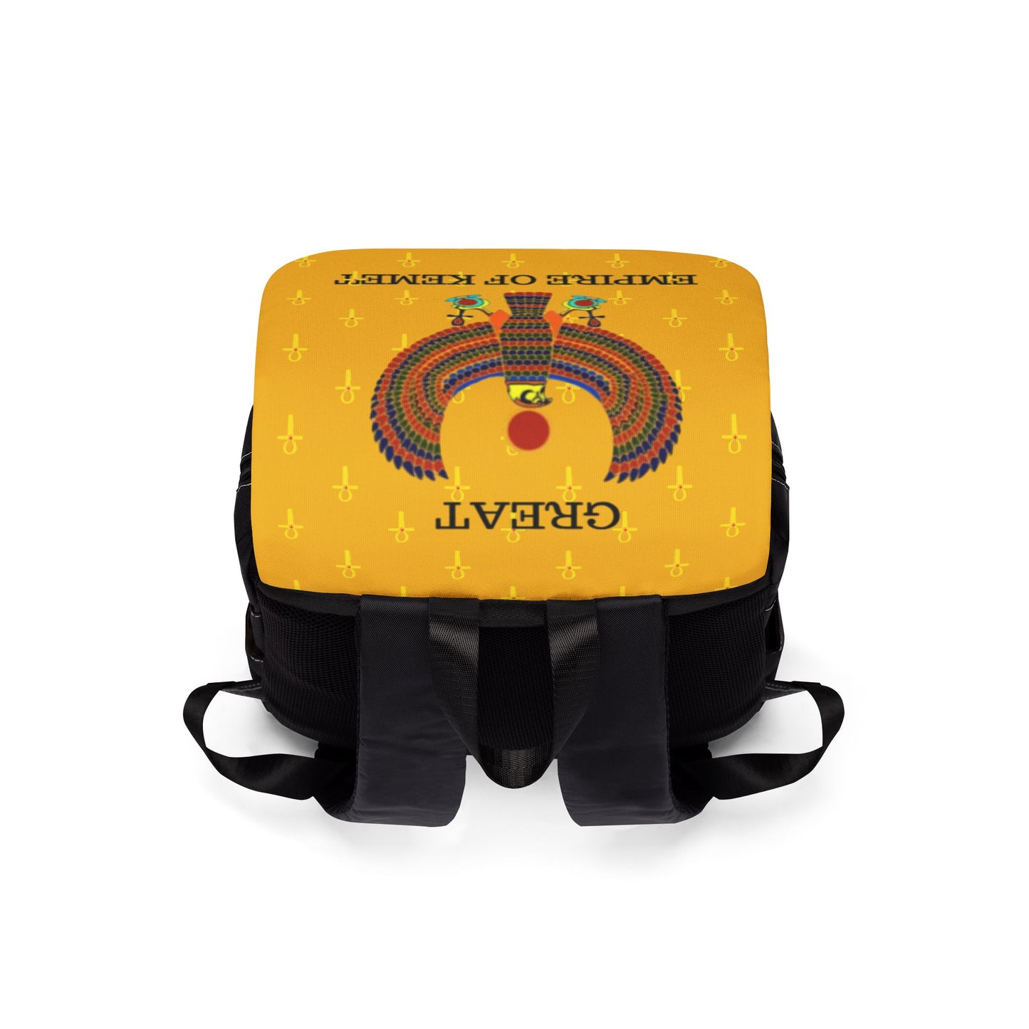 Yellow Shoulder Backpack - Great Empire of Kemet Branded | Bold Style, Comfort, and Heritage