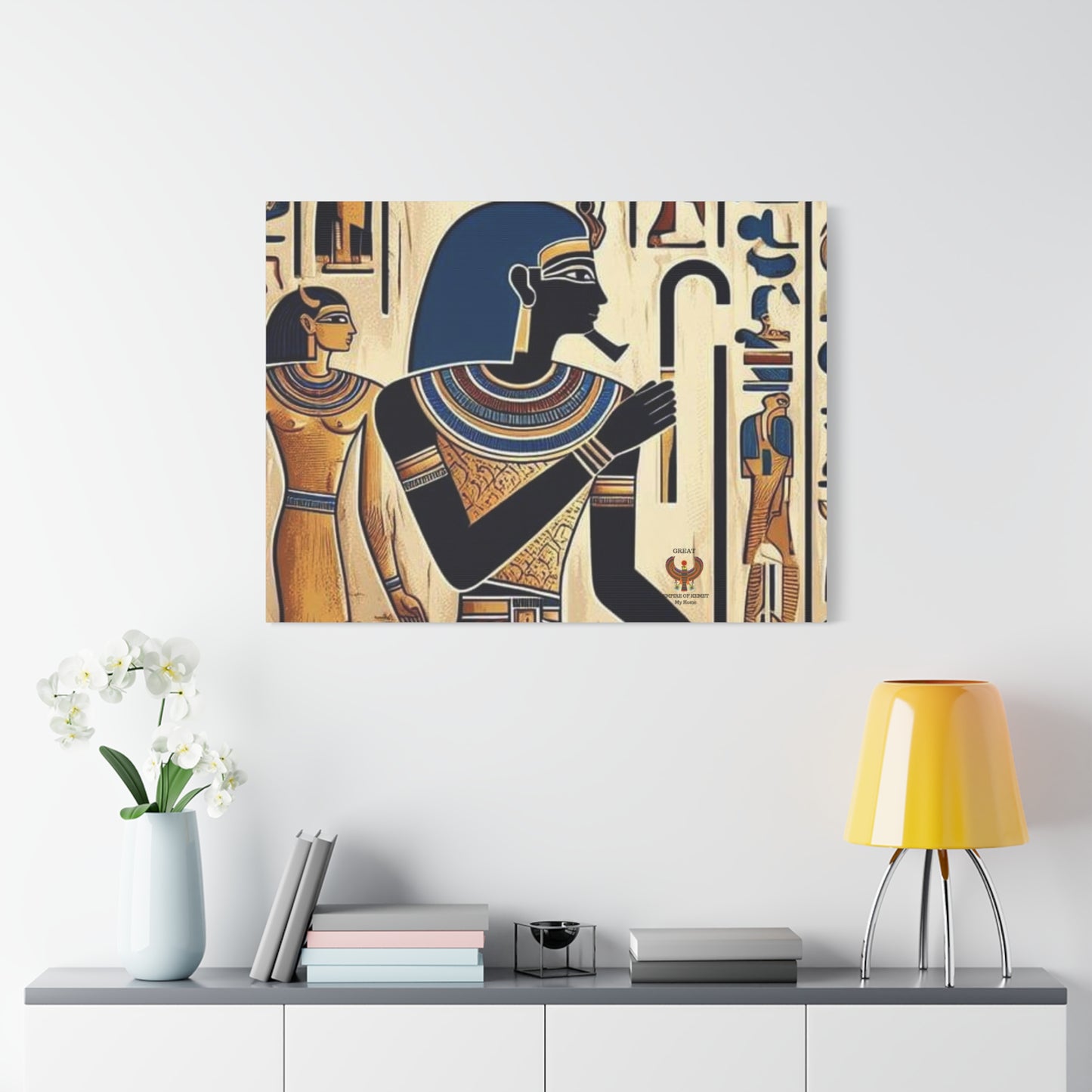 Kemet Art Bleu & Red Canvas | Vibrant Colors, Timeless Heritage