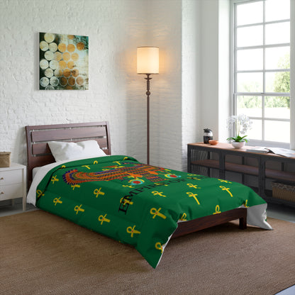 Green Comforter - Great Empire of Kemet Branded | Bold Style, Comfort, and Heritage