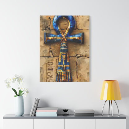 Ankh (Blue) Art Canvas | Symbol of Life and Eternity