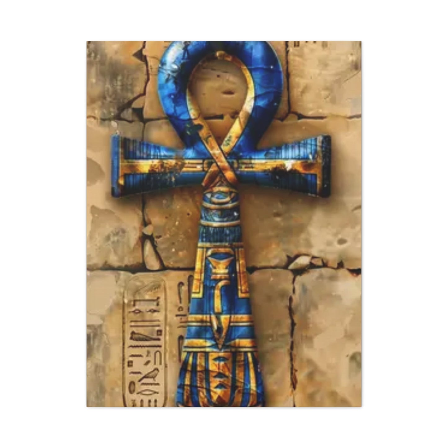 Ankh (Blue) Art Canvas | Symbol of Life and Eternity