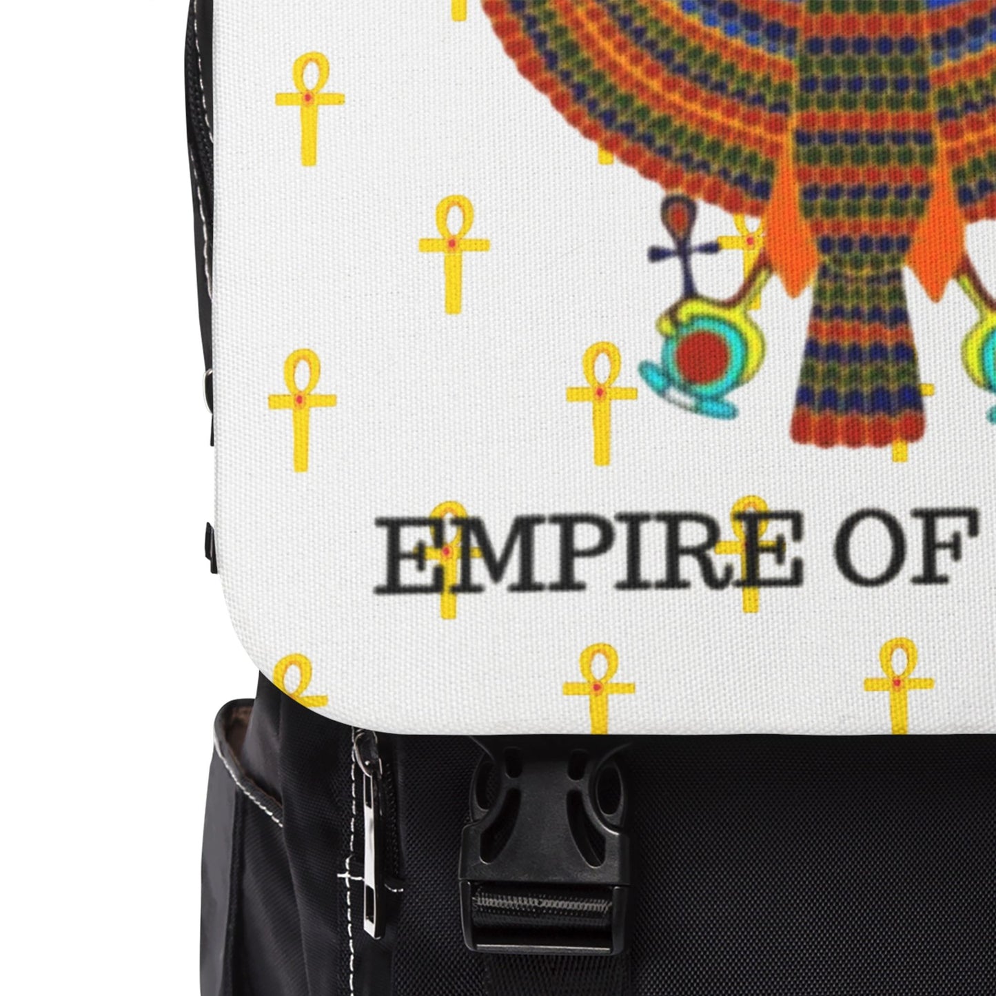 White Shoulder Backpack - Great Empire of Kemet Branded | Bold Style, Comfort, and Heritage