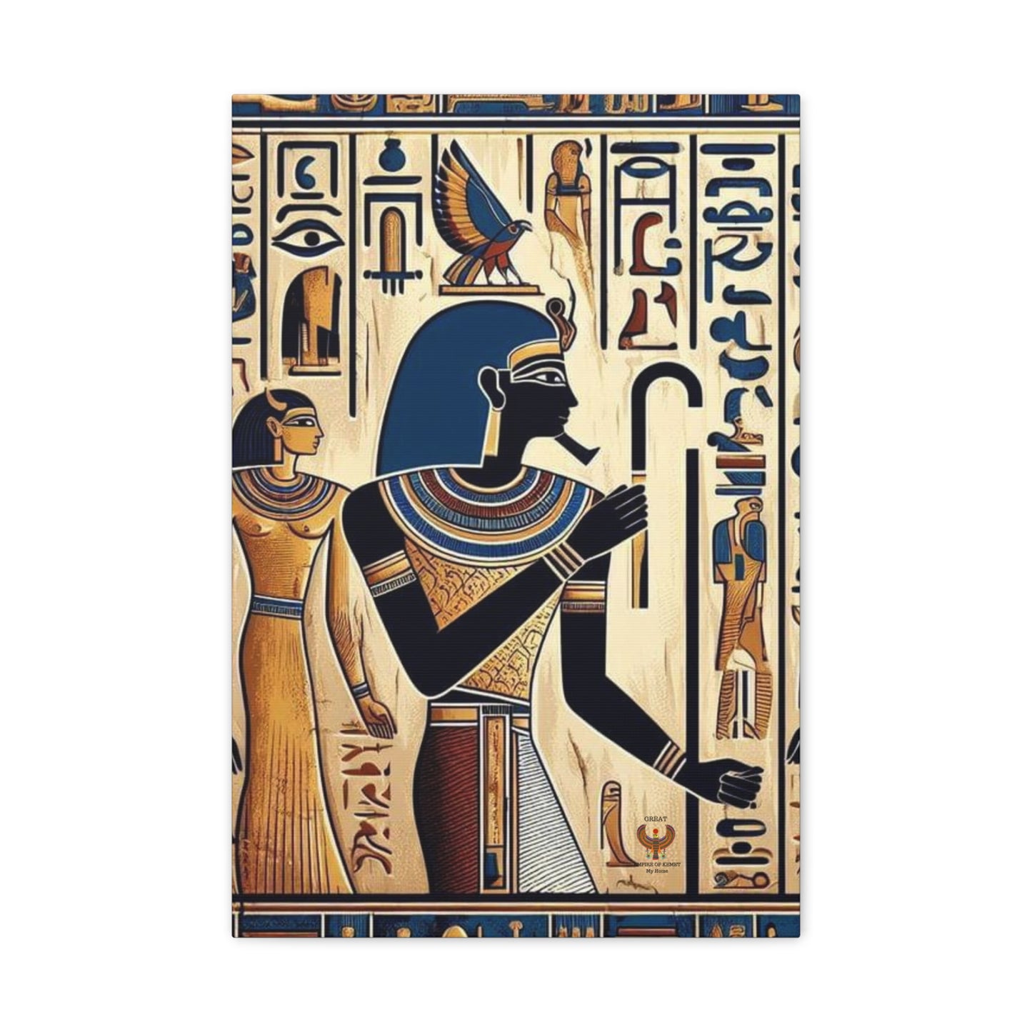 Kemet Art Bleu & Red Canvas | Vibrant Colors, Timeless Heritage