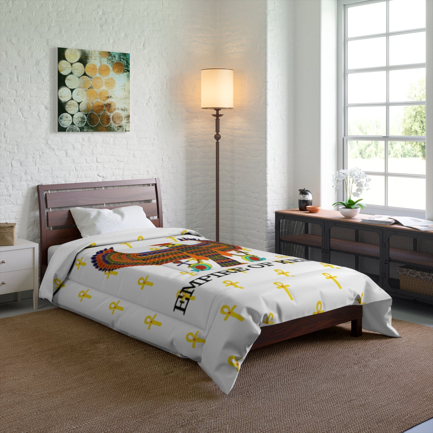 White Comforter Great - Empire of Kemet Branded | Bold Style, Comfort, and Heritage