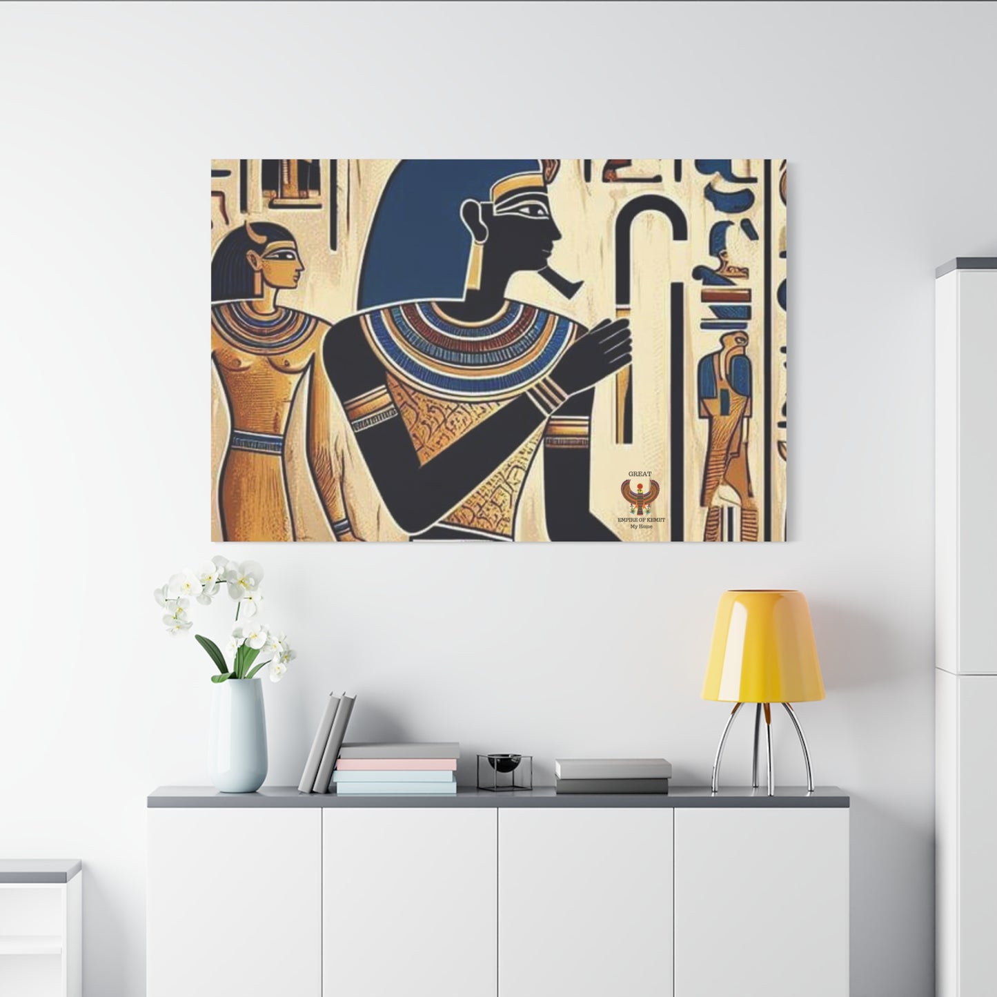 Kemet Art Bleu & Red Canvas | Vibrant Colors, Timeless Heritage