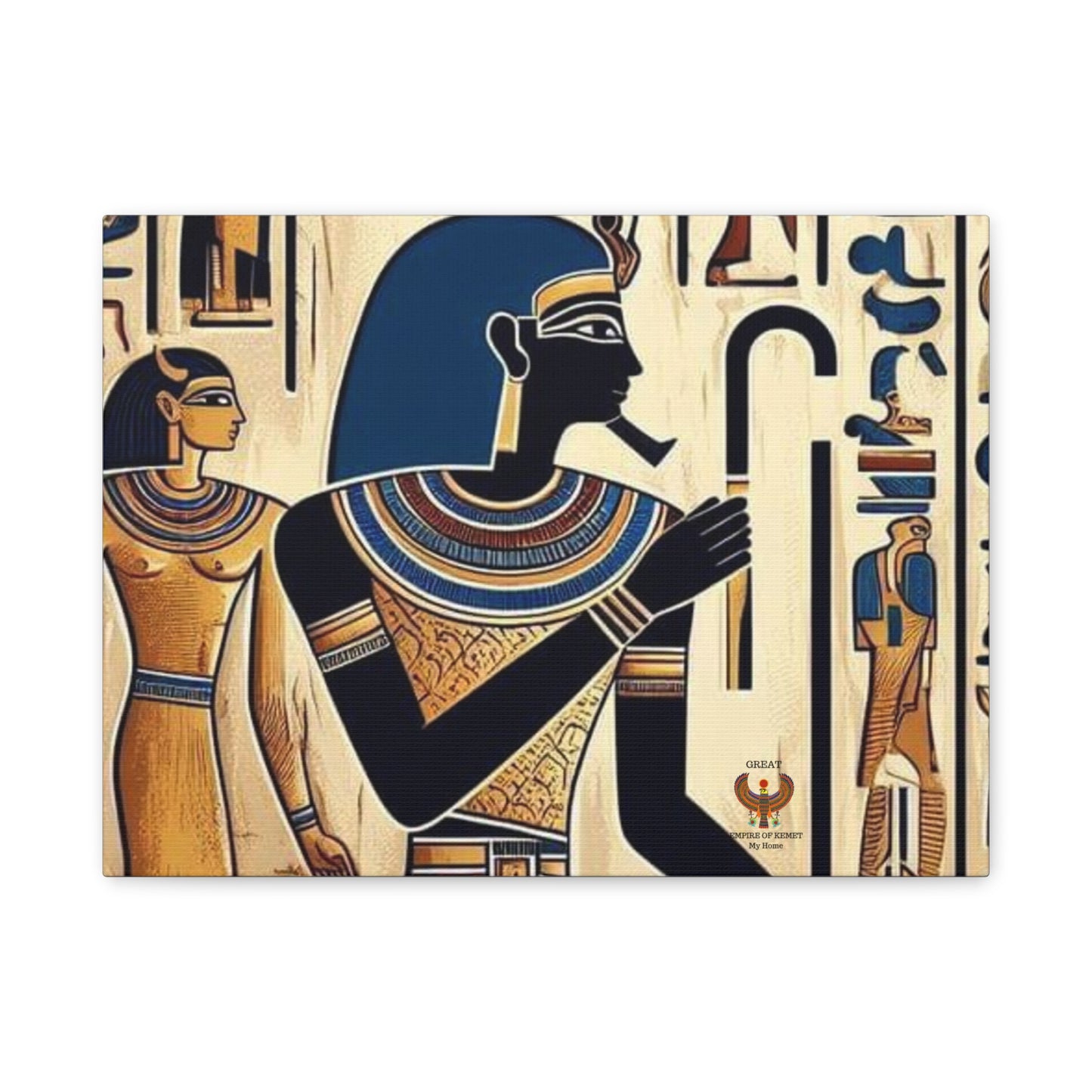 Kemet Art Bleu & Red Canvas | Vibrant Colors, Timeless Heritage