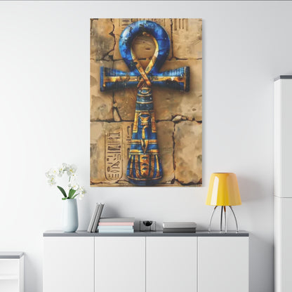 Ankh (Blue) Art Canvas | Symbol of Life and Eternity